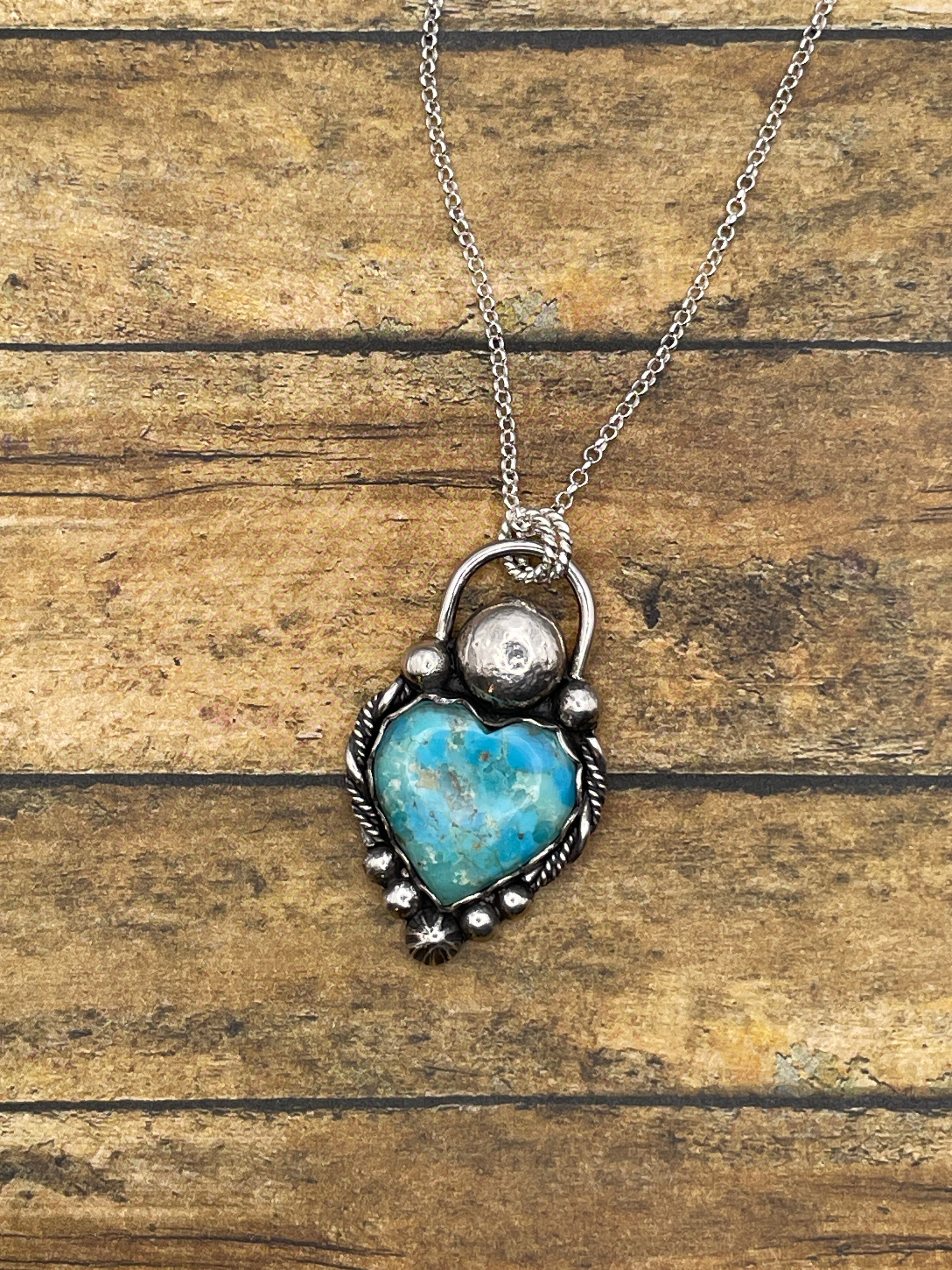 Bonita-Turquoise Heart Faux Lock Pendant
