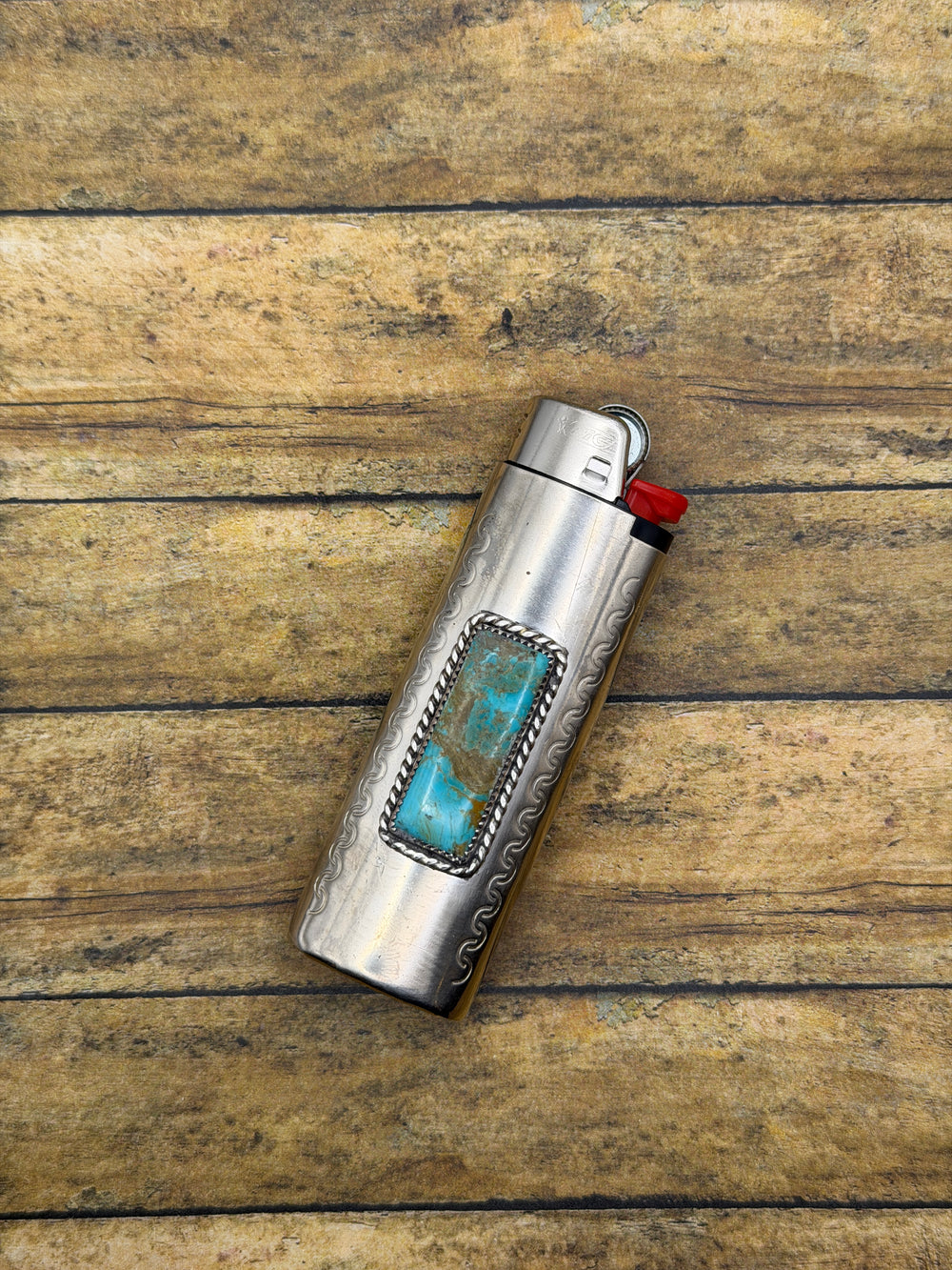 Bryce – Turquoise Gemstone Lighter Case | Sterling Silver Lighter Cover | Southwestern Rock & Roll