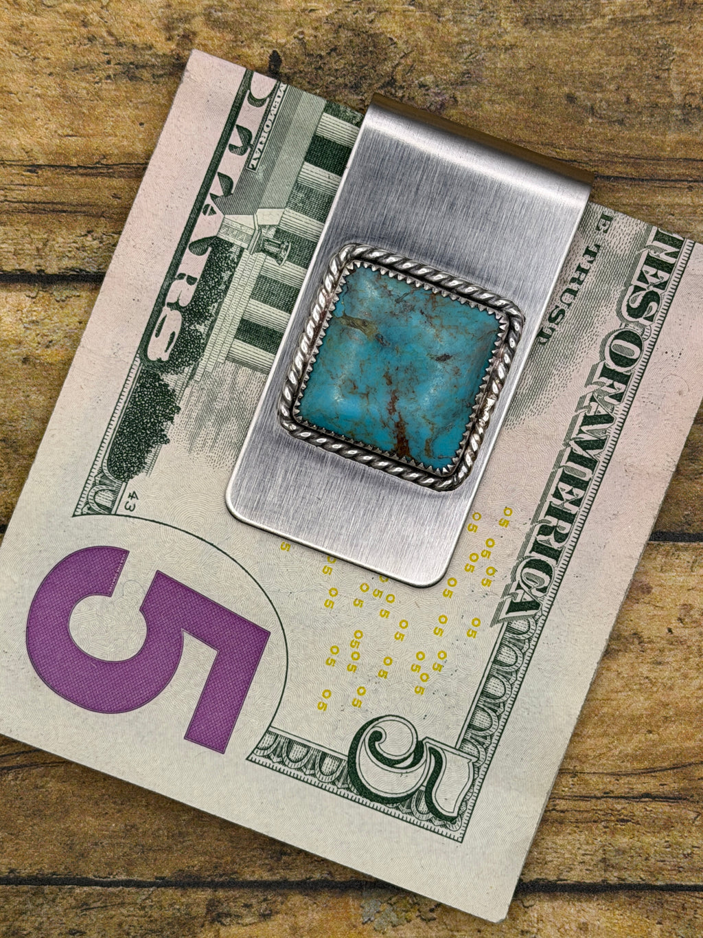 Benji-Money Clip with Turquoise Gemstone | Sterling Silver Details | Rock & Roll Accessory