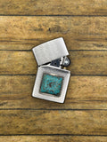 Bret – Turquoise Gemstone Zippo Lighter | Sterling Silver Details | Rock & Roll Accessory