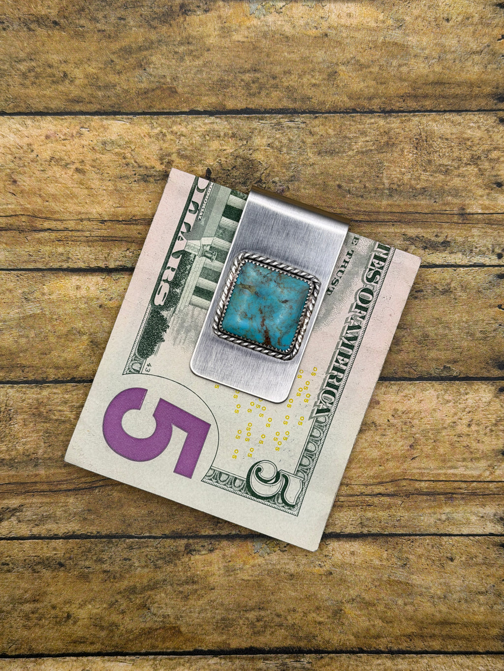 Benji-Money Clip with Turquoise Gemstone | Sterling Silver Details | Rock & Roll Accessory