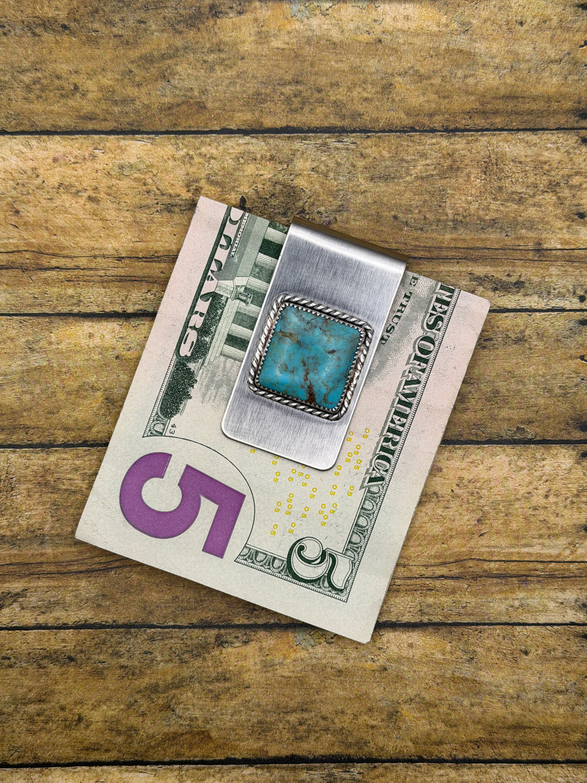 Benji-Money Clip with Turquoise Gemstone | Sterling Silver Details | Rock & Roll Accessory