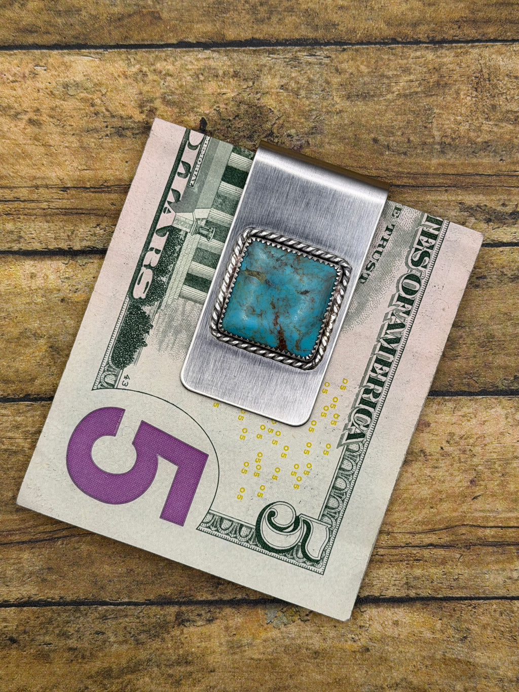 Benji-Money Clip with Turquoise Gemstone | Sterling Silver Details | Rock & Roll Accessory