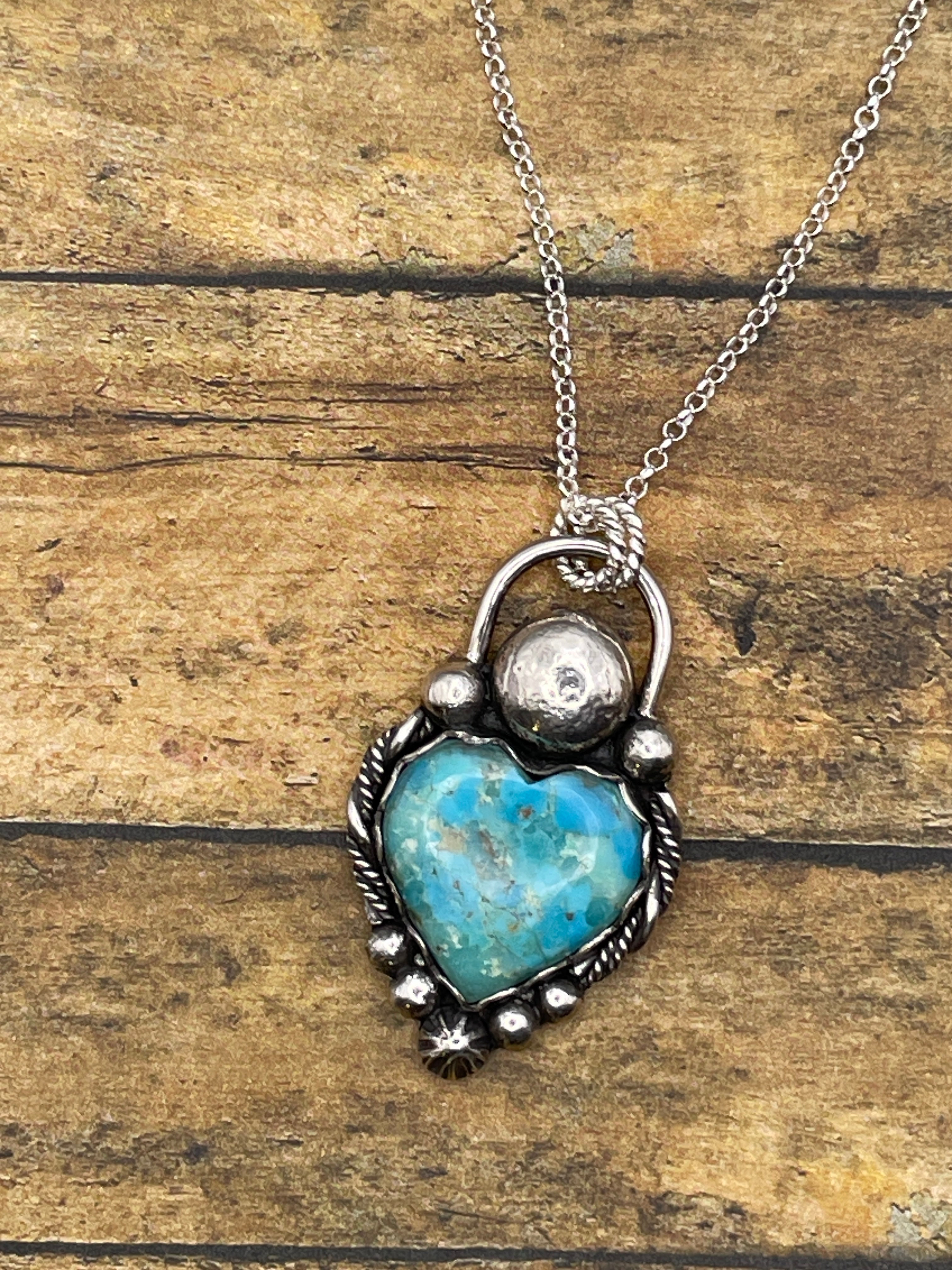 Bonita-Turquoise Heart Faux Lock Pendant