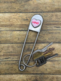 Minnie – Pink LOVE Candy Heart Jumbo Safety Pin Keychain | Handmade Jewelry