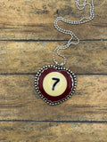 Susan – Vintage Billiard Ball #7 Pendant | Sterling Silver Lucky 7 Pool Ball Necklace | Handmade One-of-a-Kind