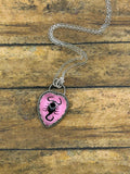 Wendy – Black Scorpion Barbie Pink Resin Heart Pendant | Gothic Jewelry | Dark Fantasy