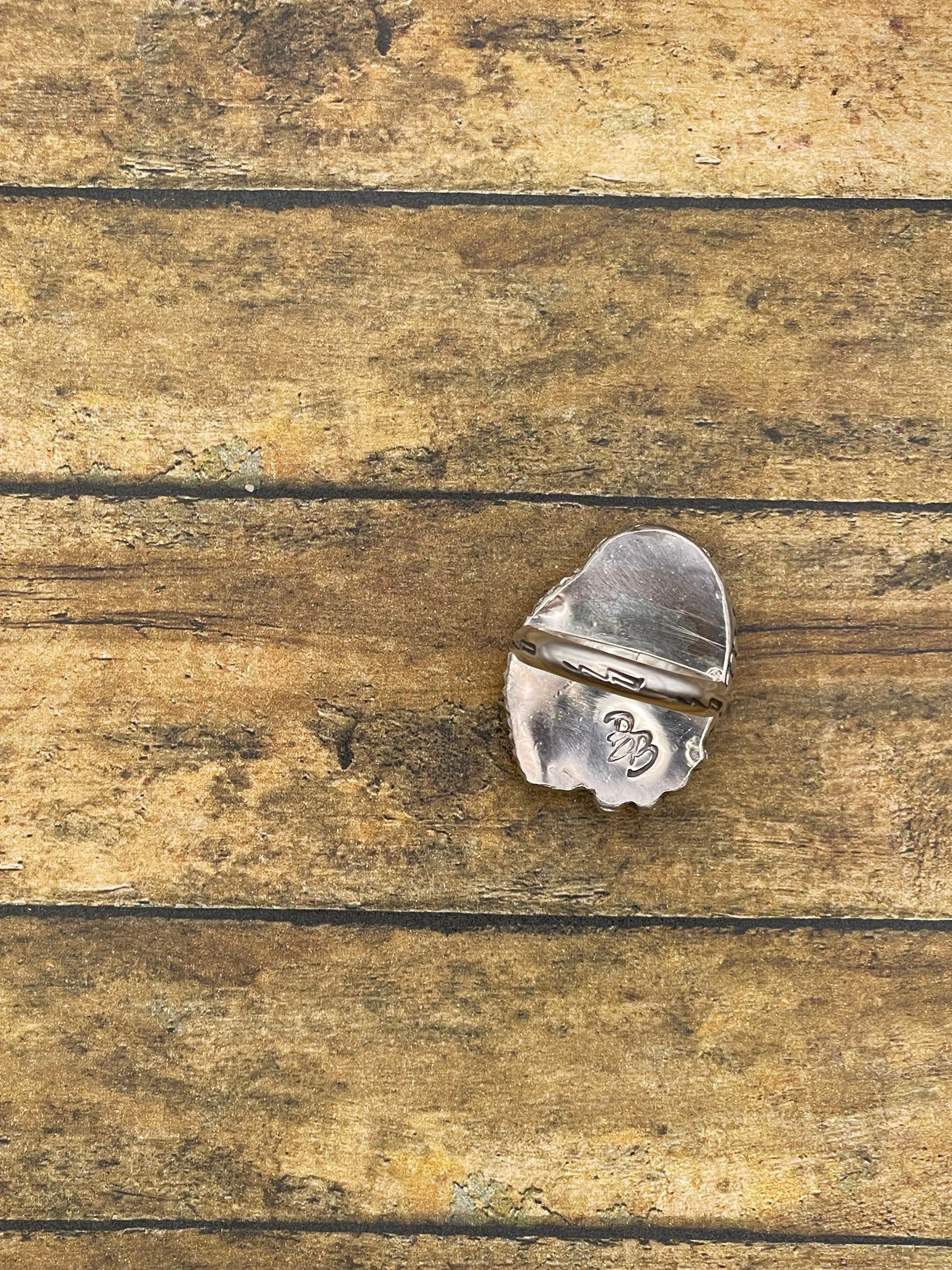Barbara-Turquoise Oval Ring with Feather Detail