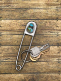 Brianna-Jumbo Safety Pin Keychain with Turquoise