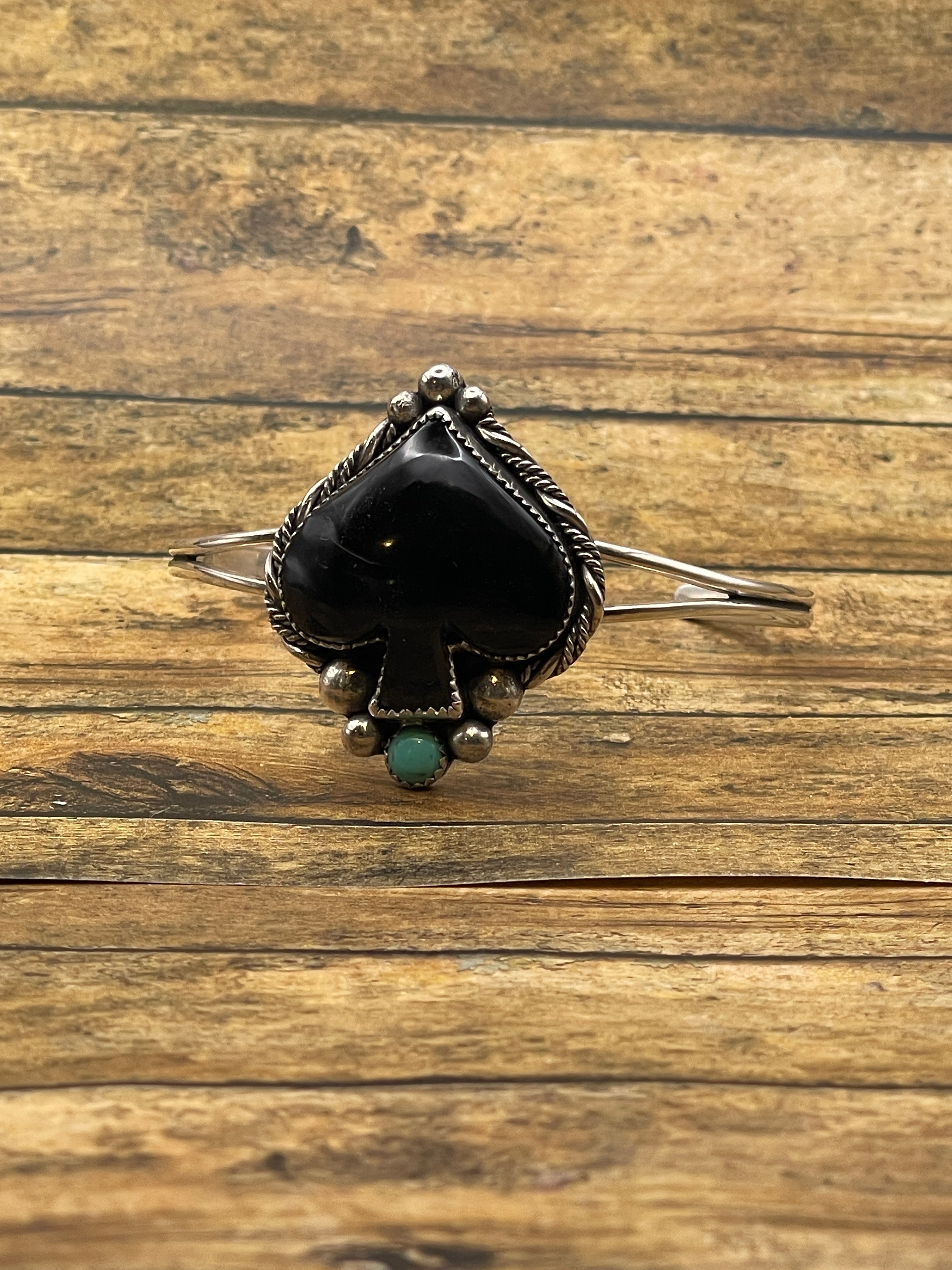 Lexi-Black Onyx and Turquoise Spade Cuff