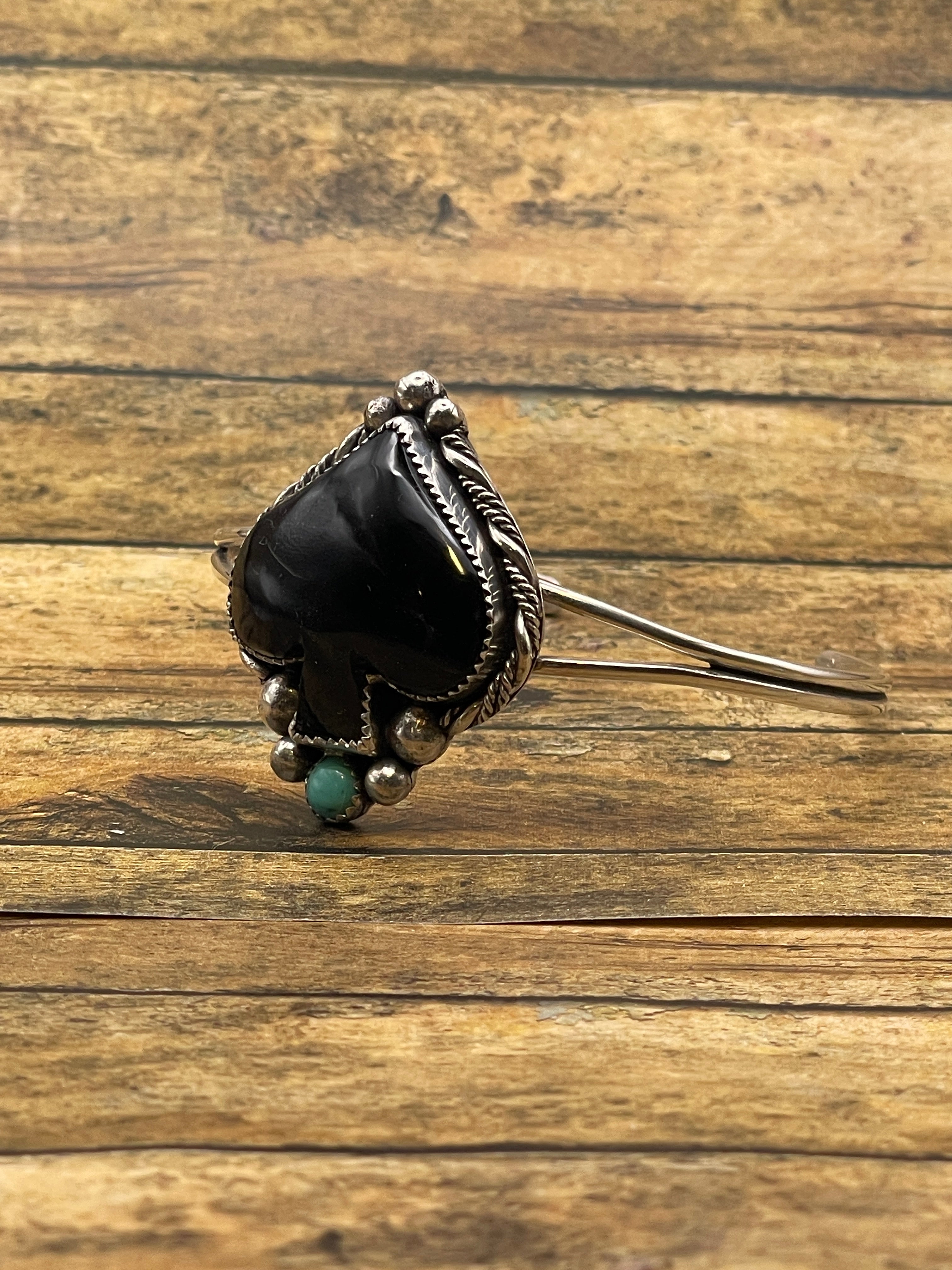 Lexi-Black Onyx and Turquoise Spade Cuff