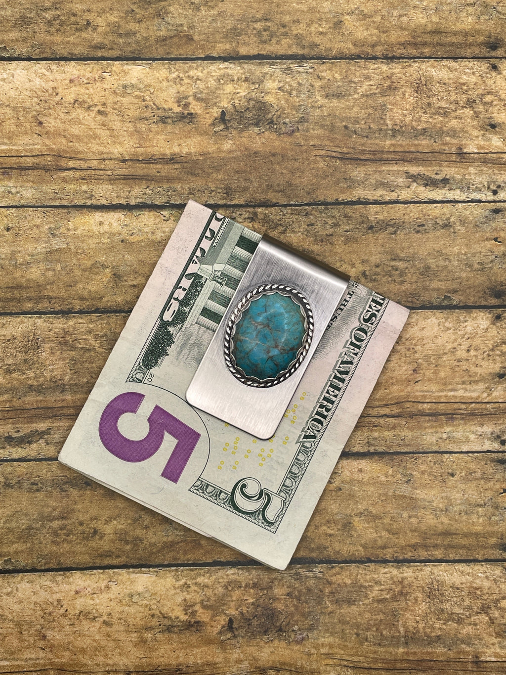 Bill-Money Clip with Turquoise Gemstone