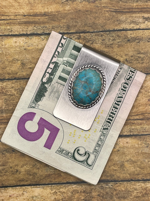 Bill-Money Clip with Turquoise Gemstone