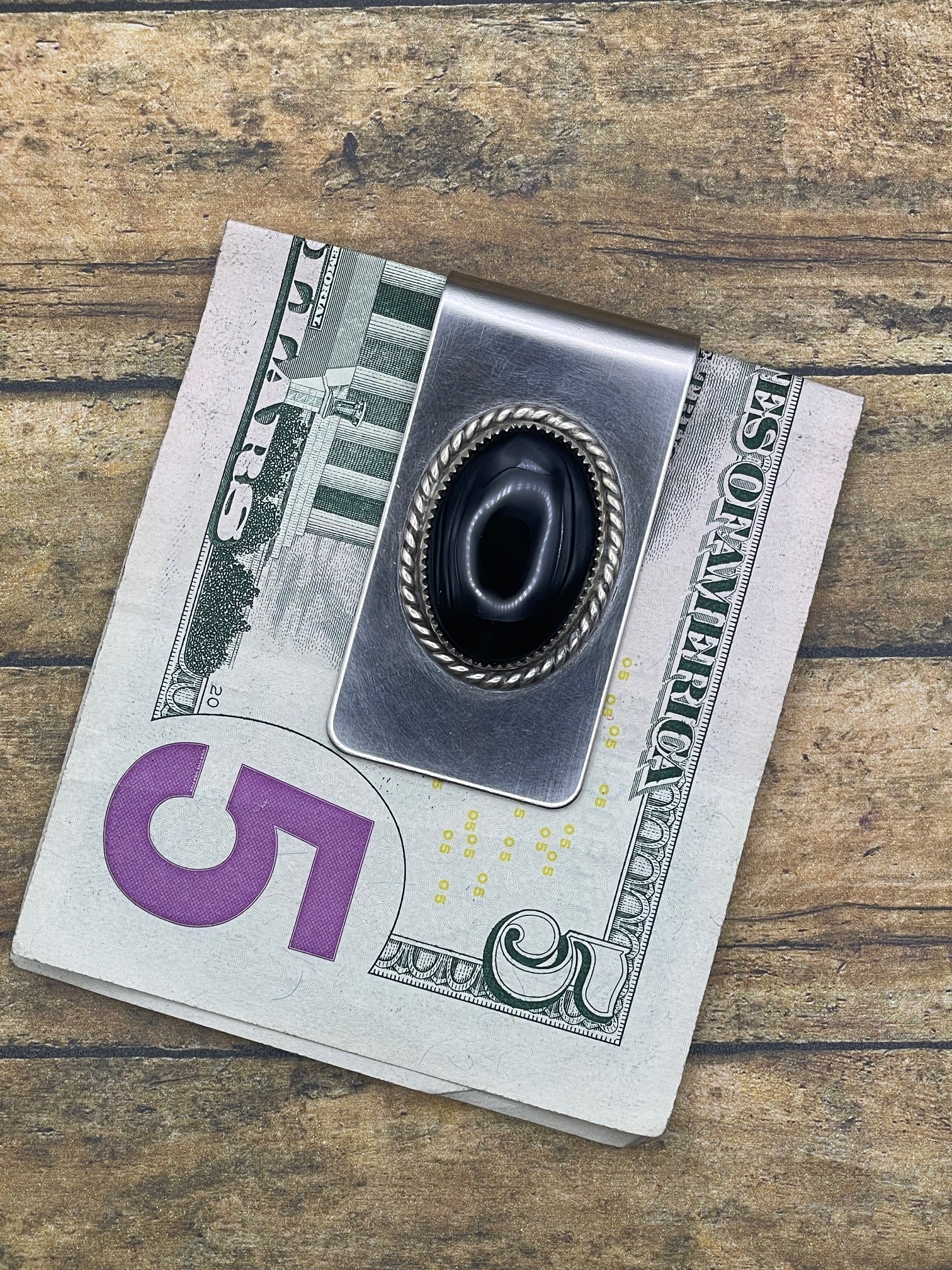 Dollar-Money Clip with Onyx Gemstone