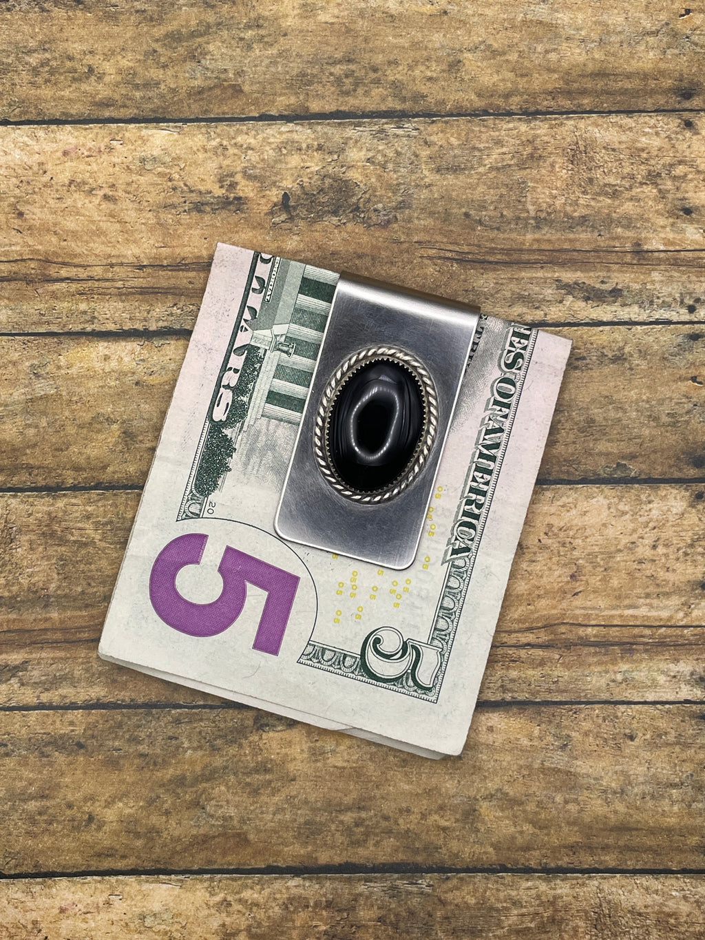 Dollar-Money Clip with Onyx Gemstone