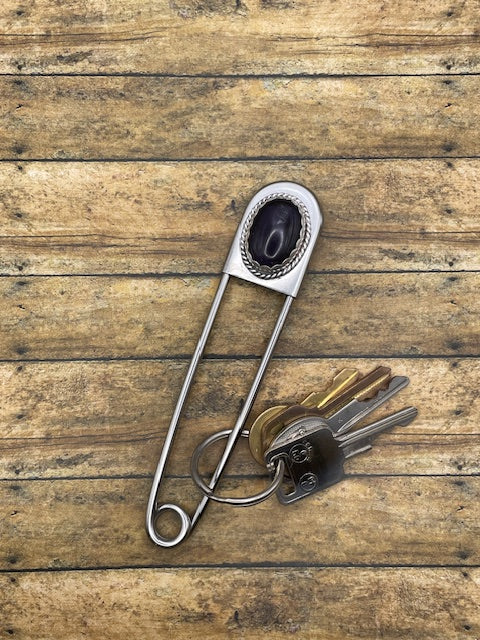Kaylee-Jumbo Safety Pin Keychain with Amethyst