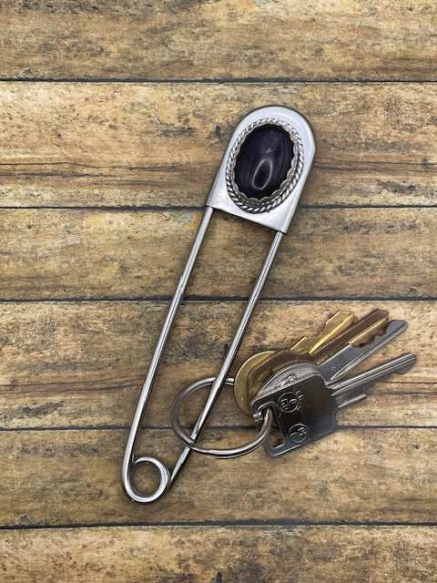 Kaylee-Jumbo Safety Pin Keychain with Amethyst