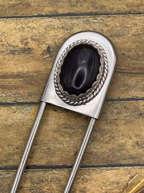 Kaylee-Jumbo Safety Pin Keychain with Amethyst