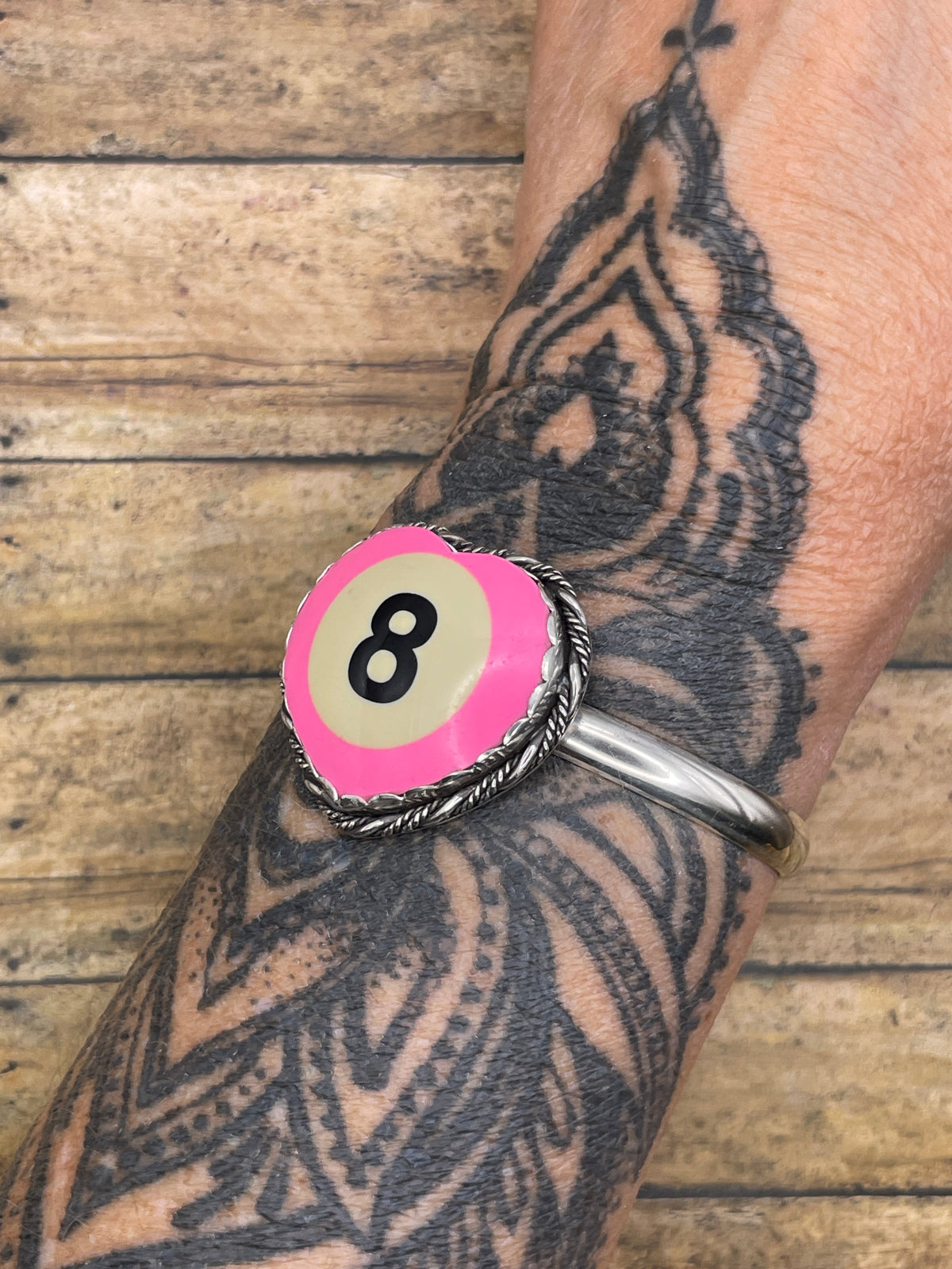 Sage-Pink Billiard 8-Ball Heart Shaped Cuff