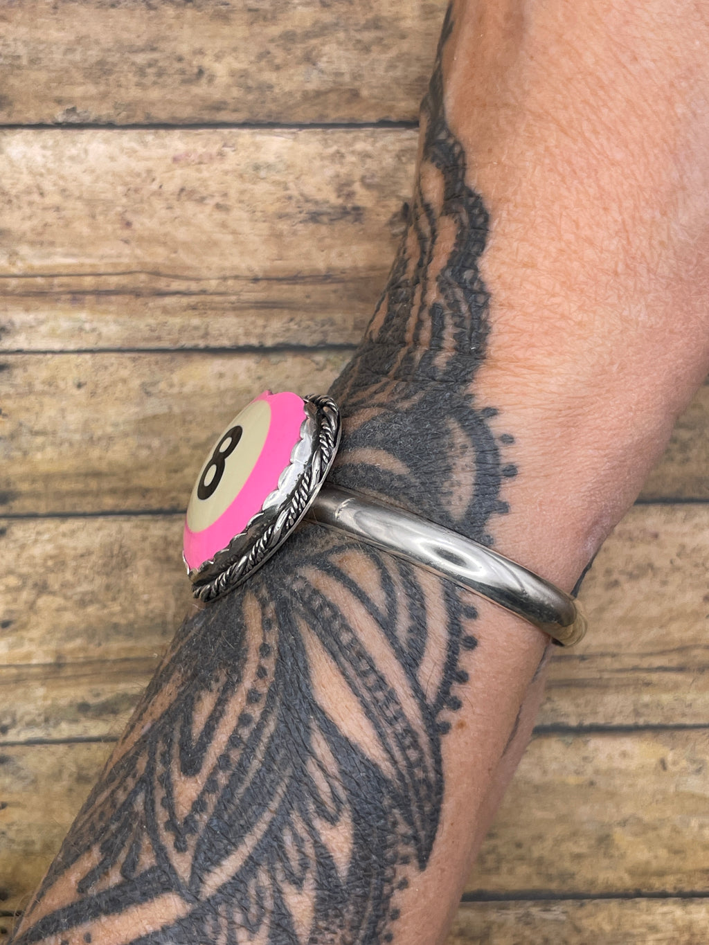 Sage-Pink Billiard 8-Ball Heart Shaped Cuff