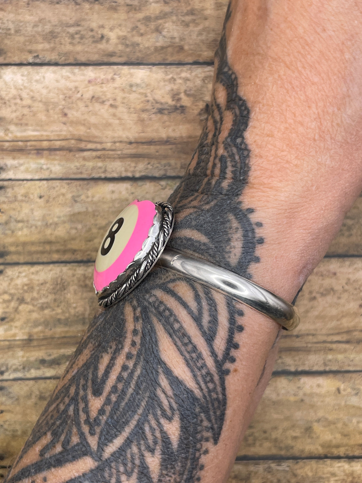 Sage-Pink Billiard 8-Ball Heart Shaped Cuff