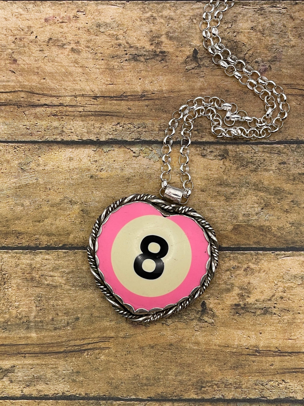 Scout-Unique Pink Billiard 8-Ball Heart Pendant