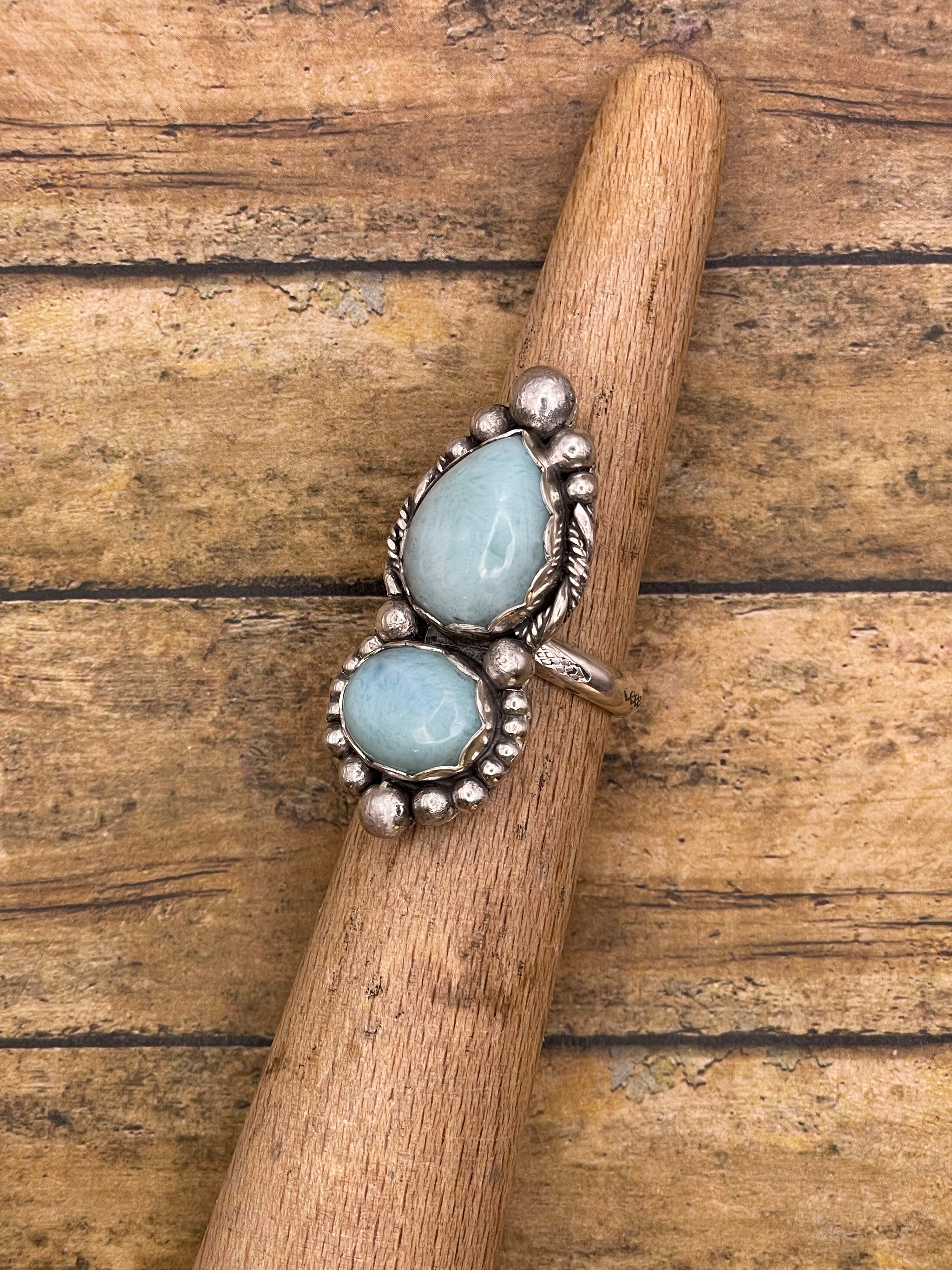 Jaclyn-Larimar Double Stone Ring