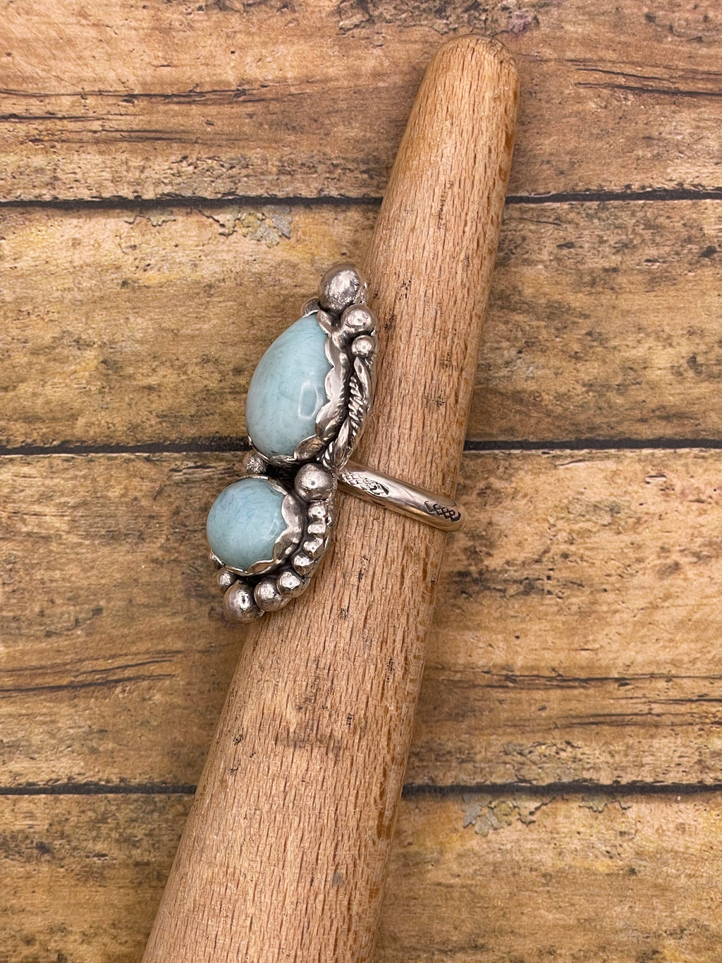 Jaclyn-Larimar Double Stone Ring