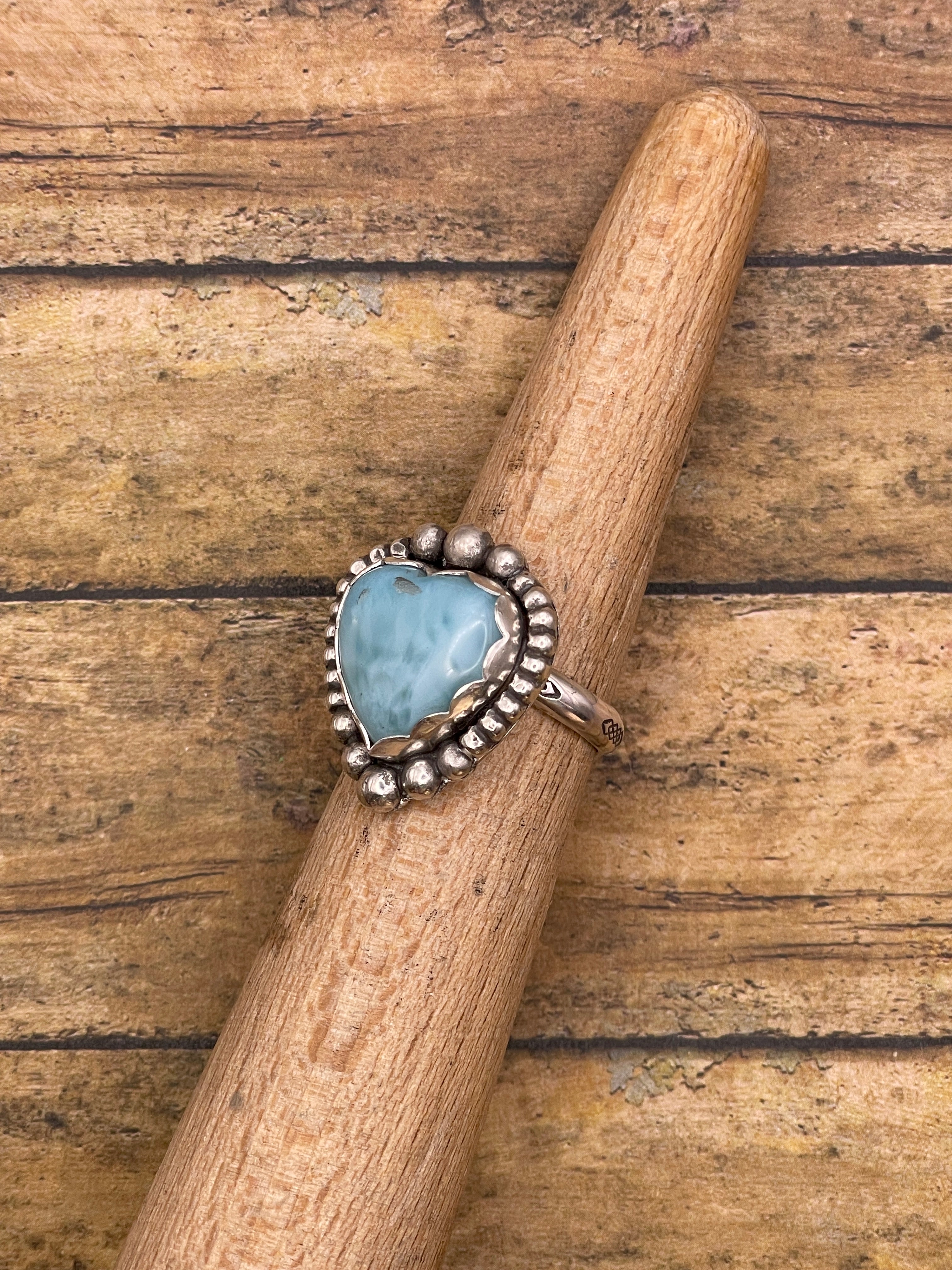 Jane-Larimar Heart Ring