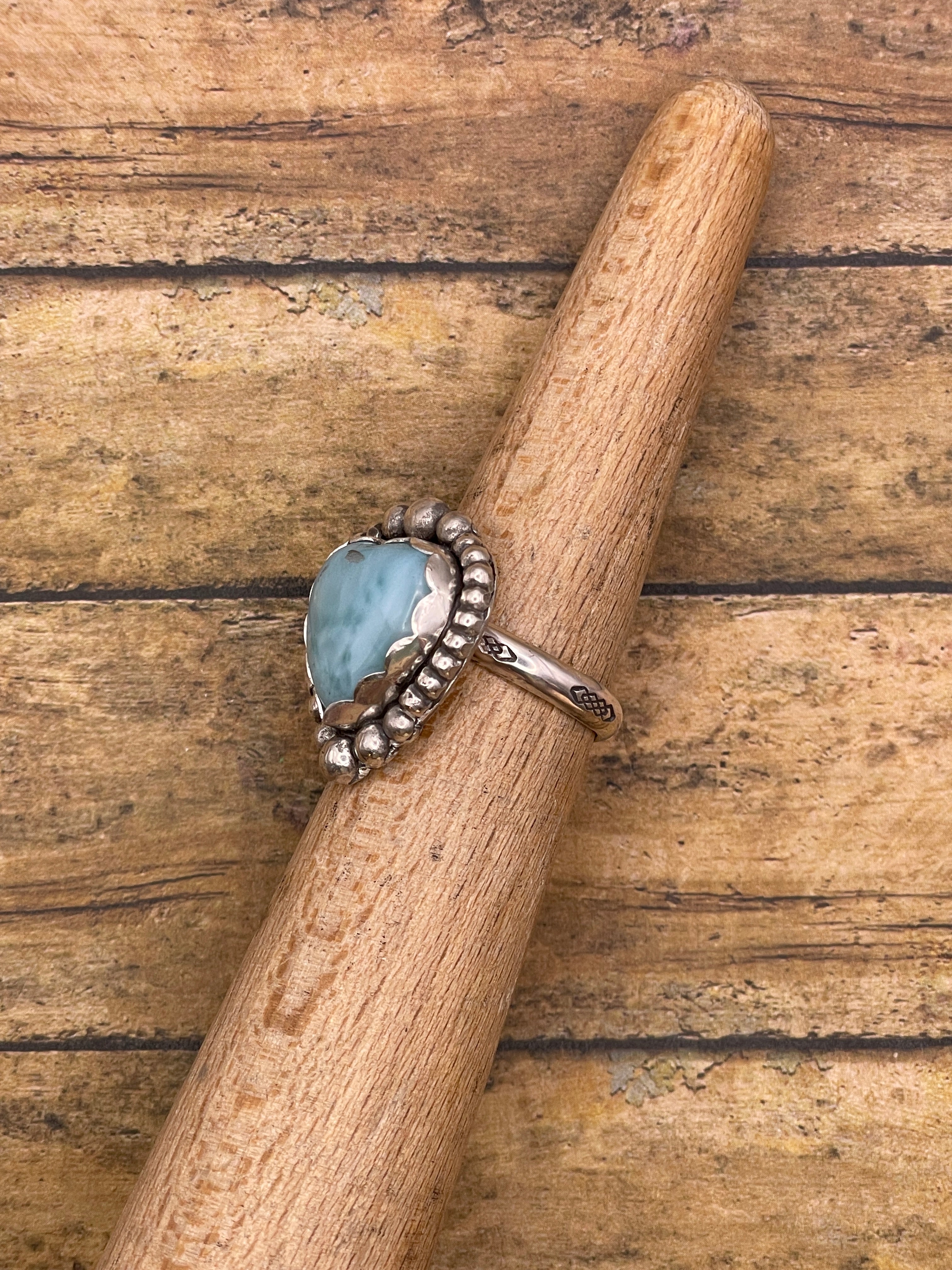Jane-Larimar Heart Ring