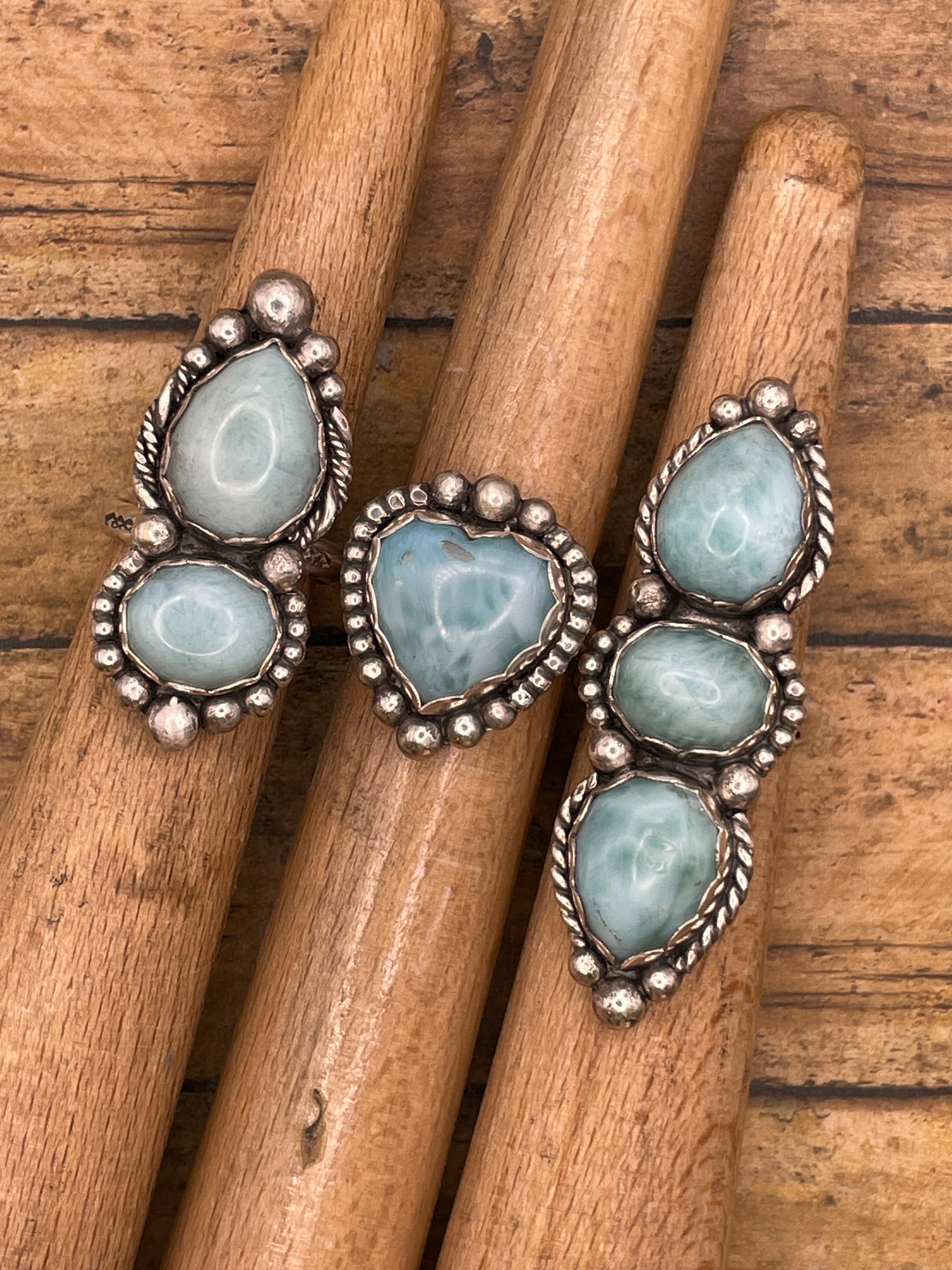 Jane-Larimar Heart Ring