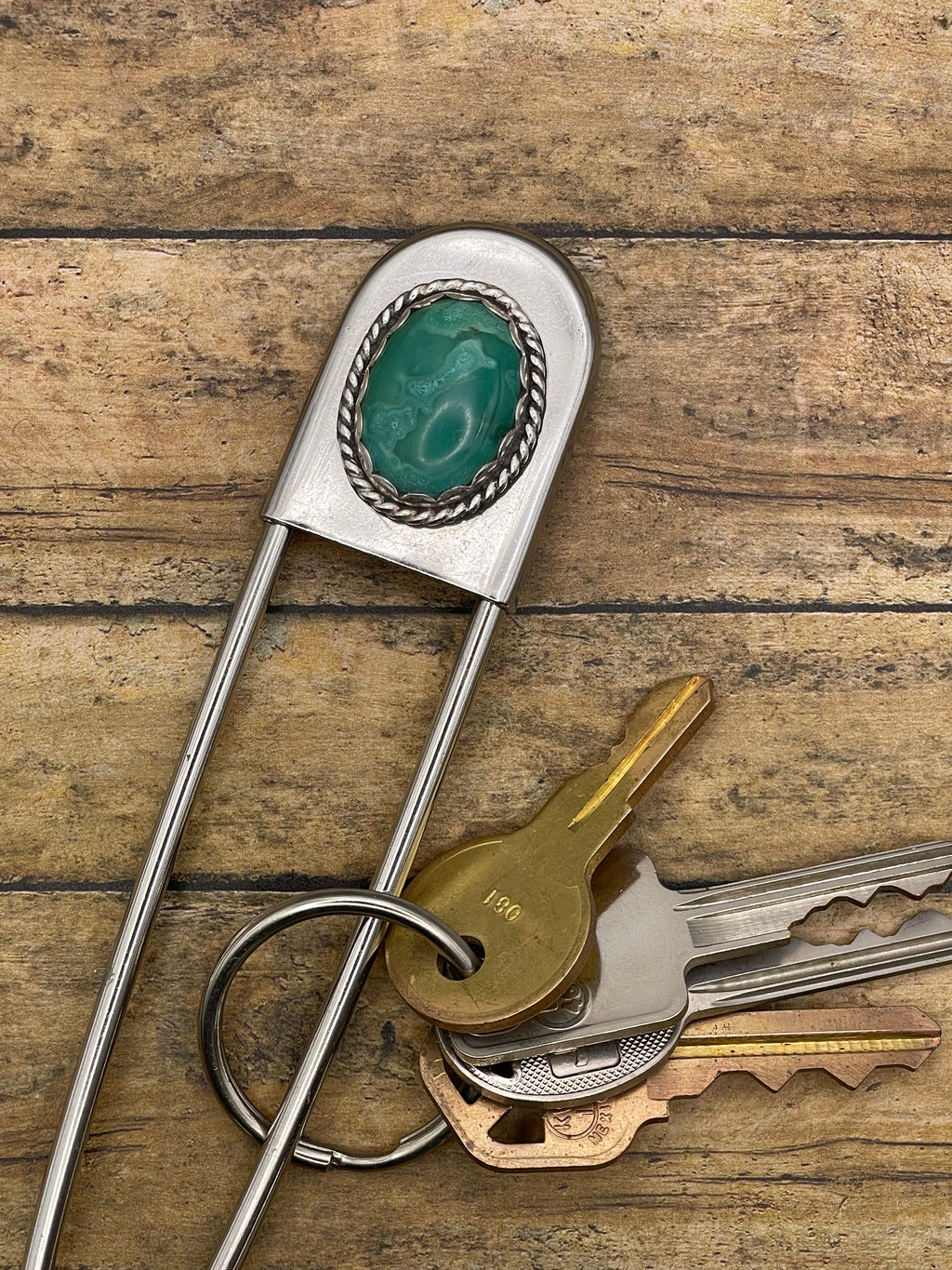 Bailey-Jumbo Safety Pin with Turquoise
