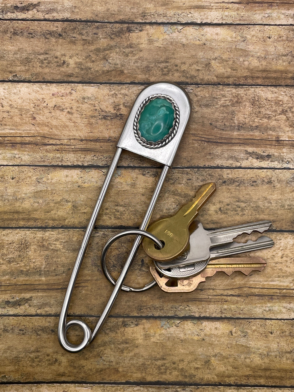 Bailey-Jumbo Safety Pin with Turquoise
