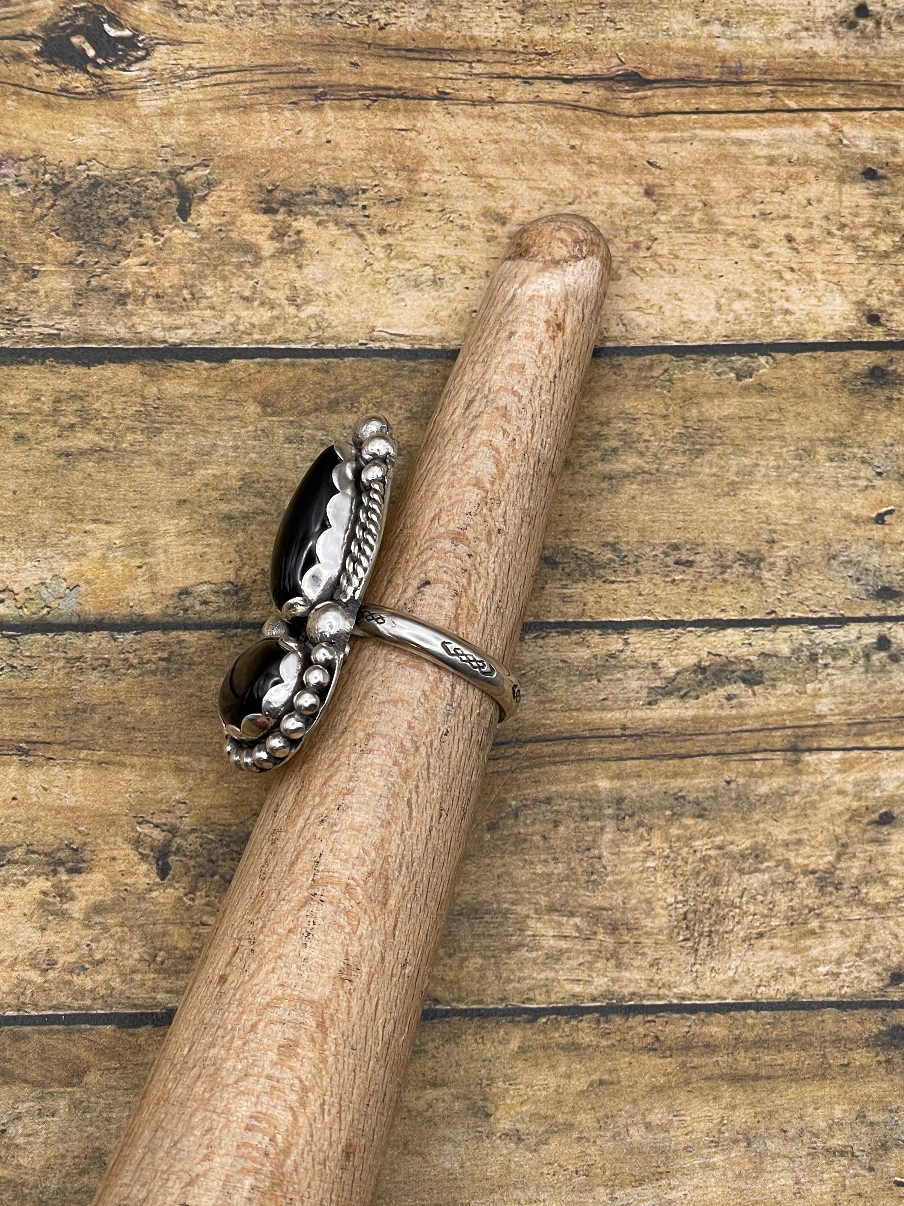 Denise-Black Double Onyx Gemstone Ring