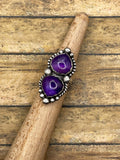 Kathleen-Purple Amethyst Double Gemstone Statement Ring