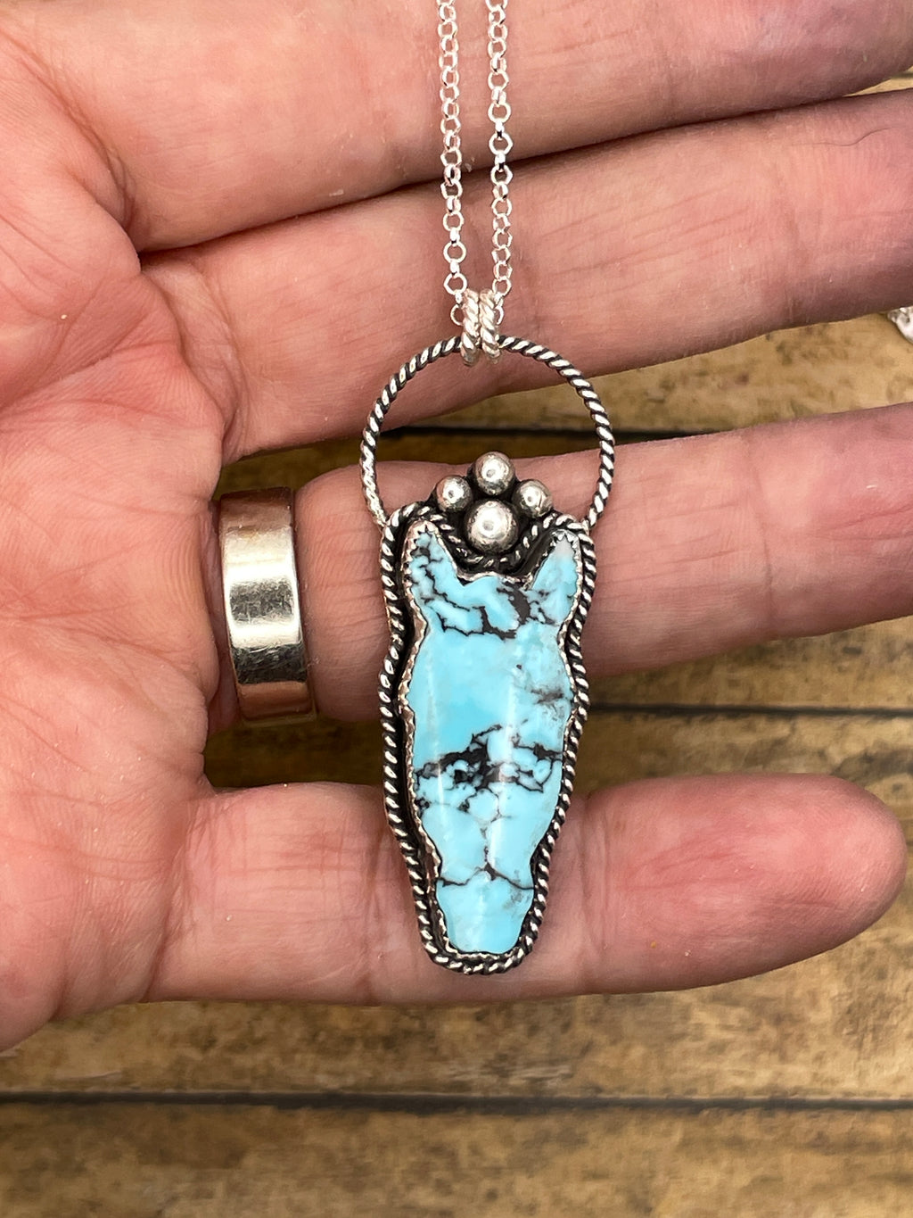 Bronco-Turquoise Mustang Horse Head Pendant