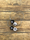 Steph-Mini Black/White Billiard 8-Ball Heart Shaped Hoops