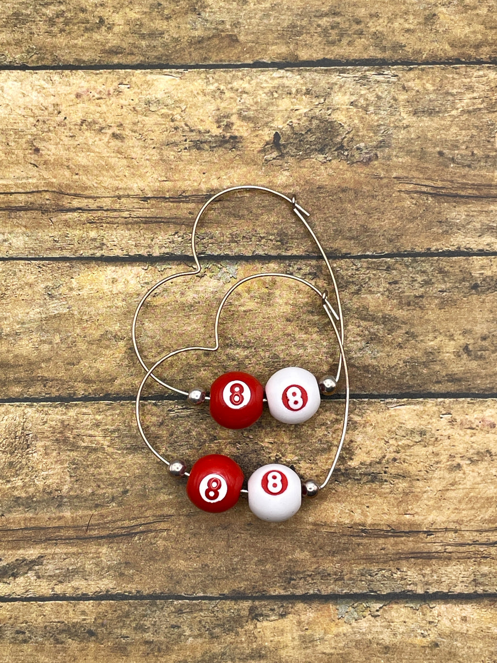 Sloan-Mini Red/White Billiard 8-Ball Heart Shaped Hoops