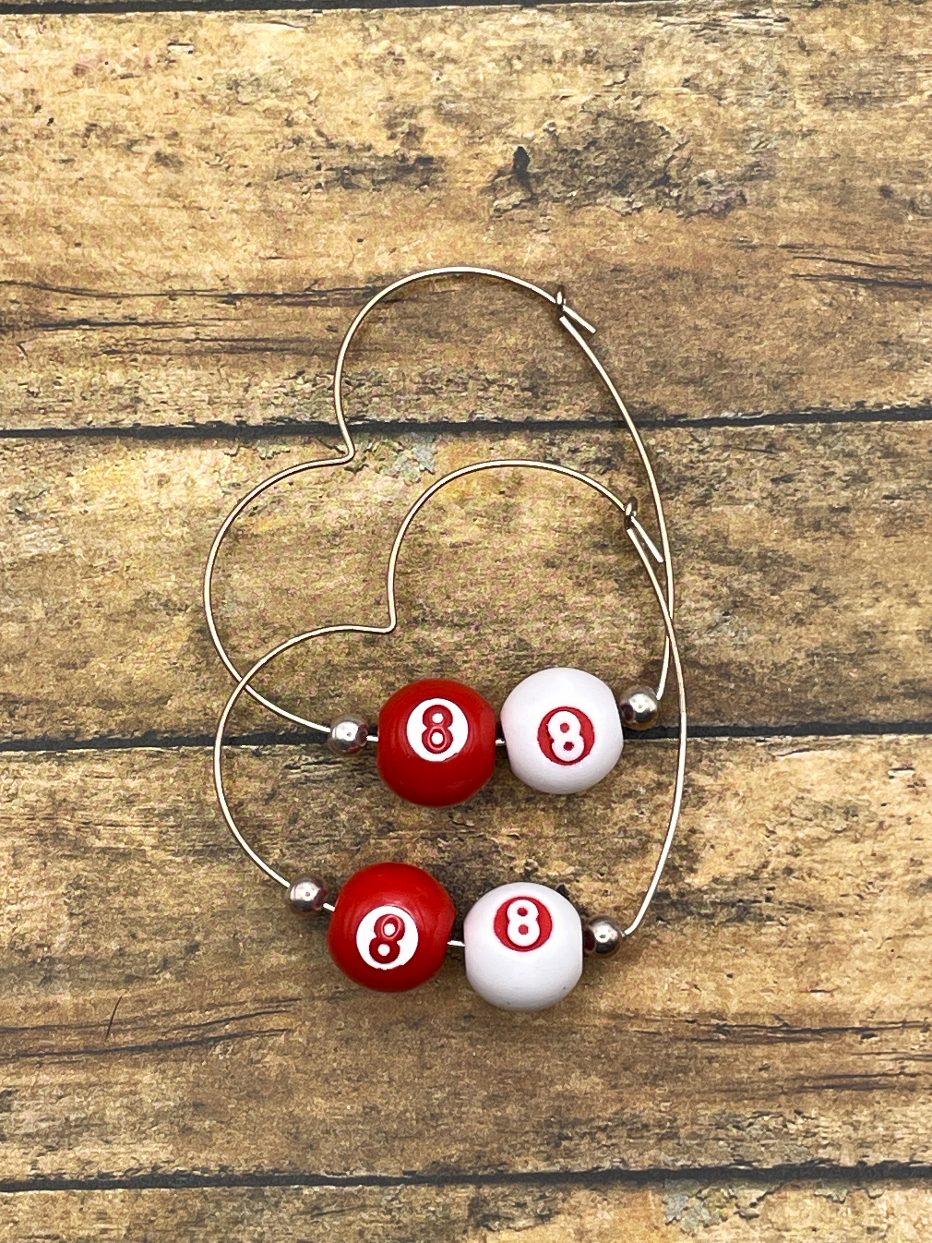Sloan-Mini Red/White Billiard 8-Ball Heart Shaped Hoops