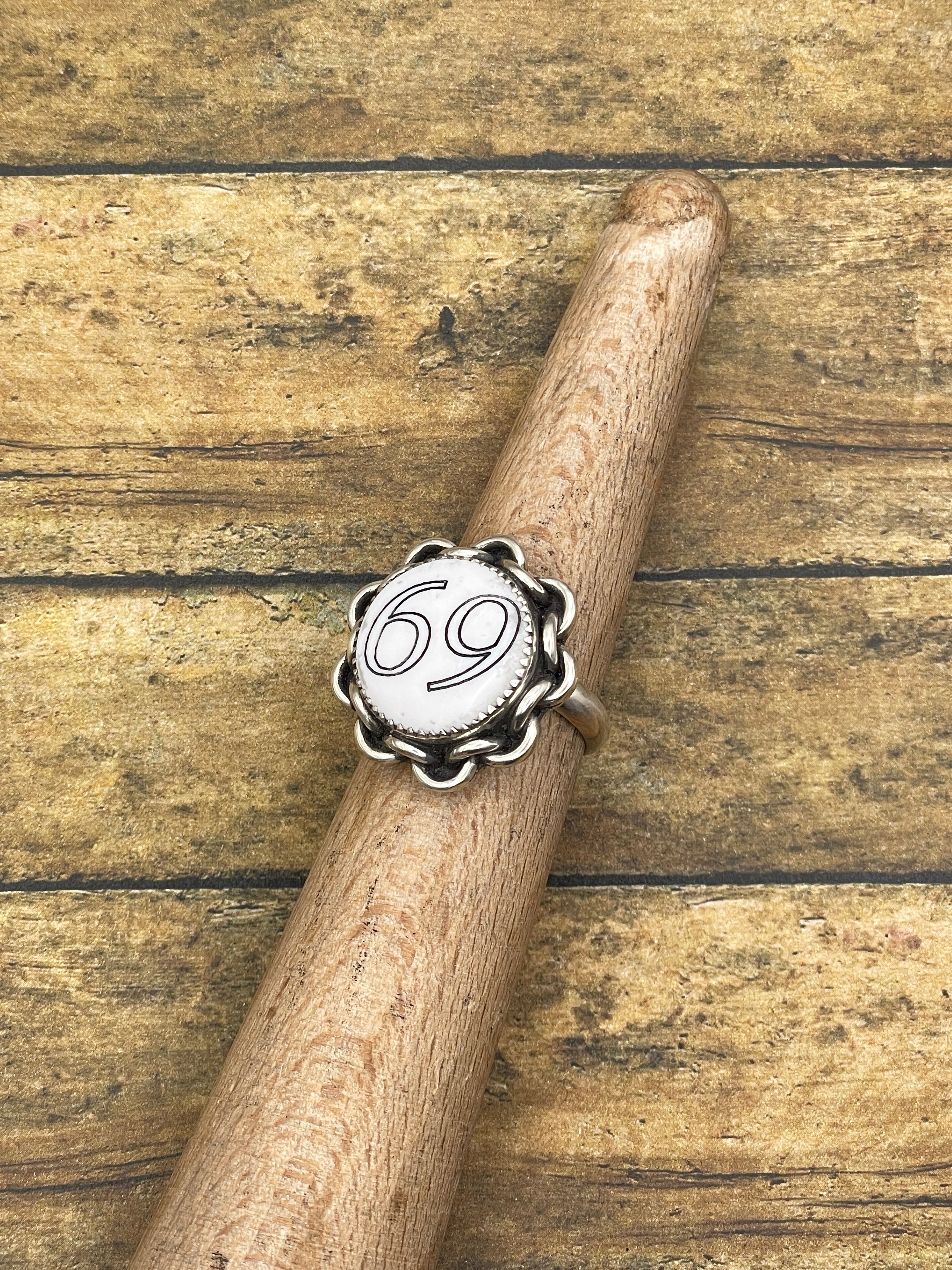 Sixty Nine-Trustone 69 Ring with Chain Detail