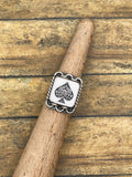 Luck-Trustone Spade Ring with Chain Detail