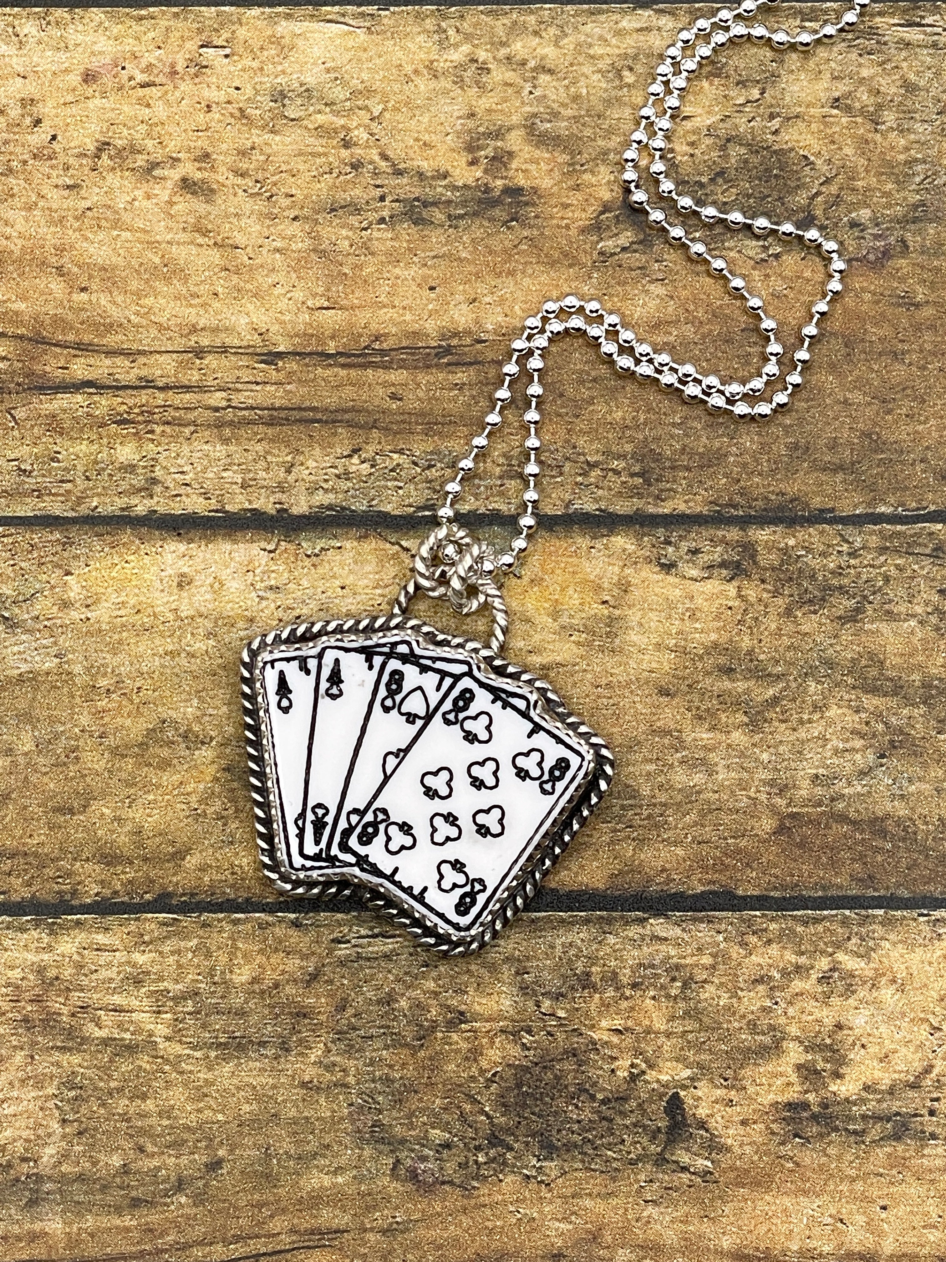 Poker-Trustone Dead Man's Hand Poker Playing Card Pendant