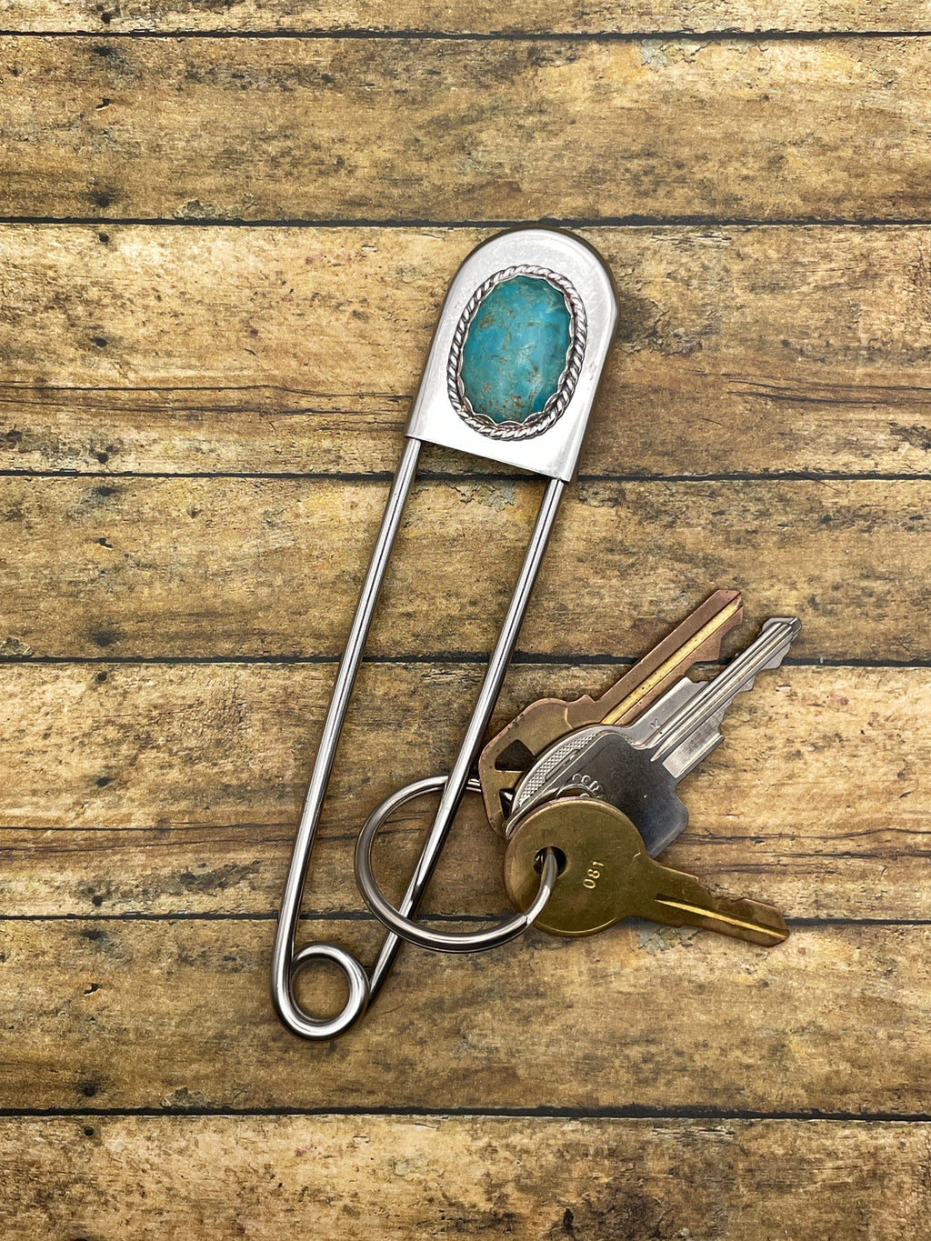 Beau-Jumbo Safety Pin with Turquoise