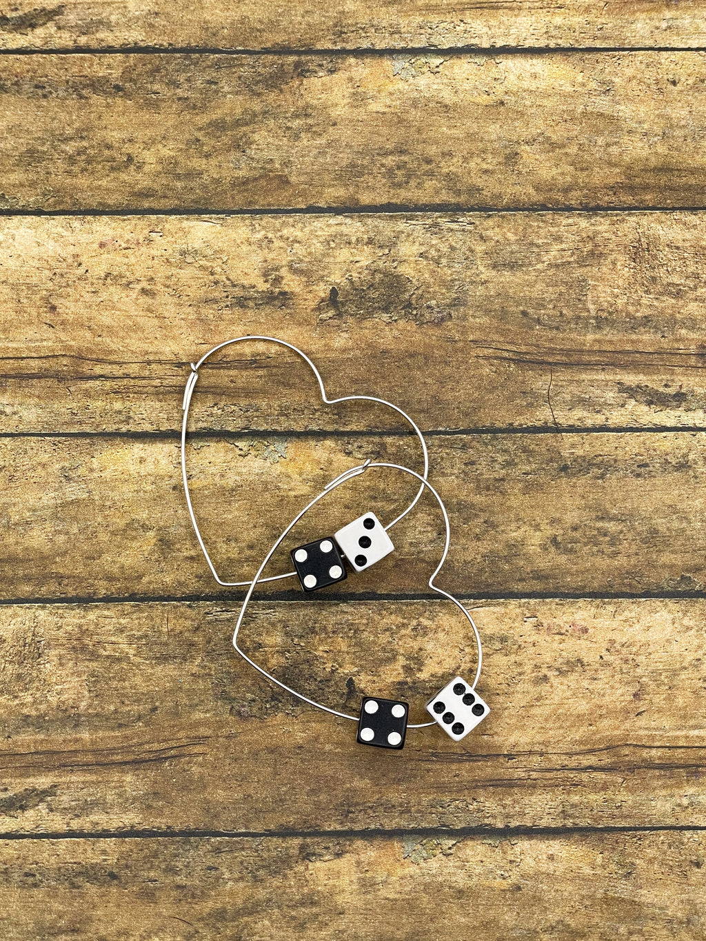Zola-Black & White Dice Heart Hoops