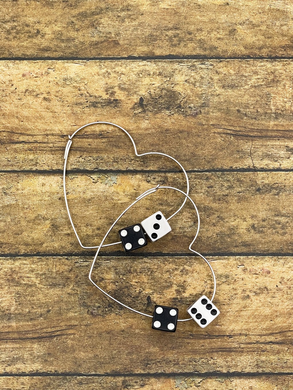 Zola-Black & White Dice Heart Hoops