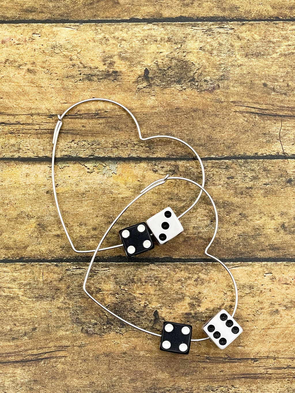Zola-Black & White Dice Heart Hoops