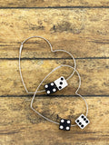 Zola-Black & White Dice Heart Hoops