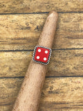 Zuri-Vintage Crisloid Red Dice #4 Ring