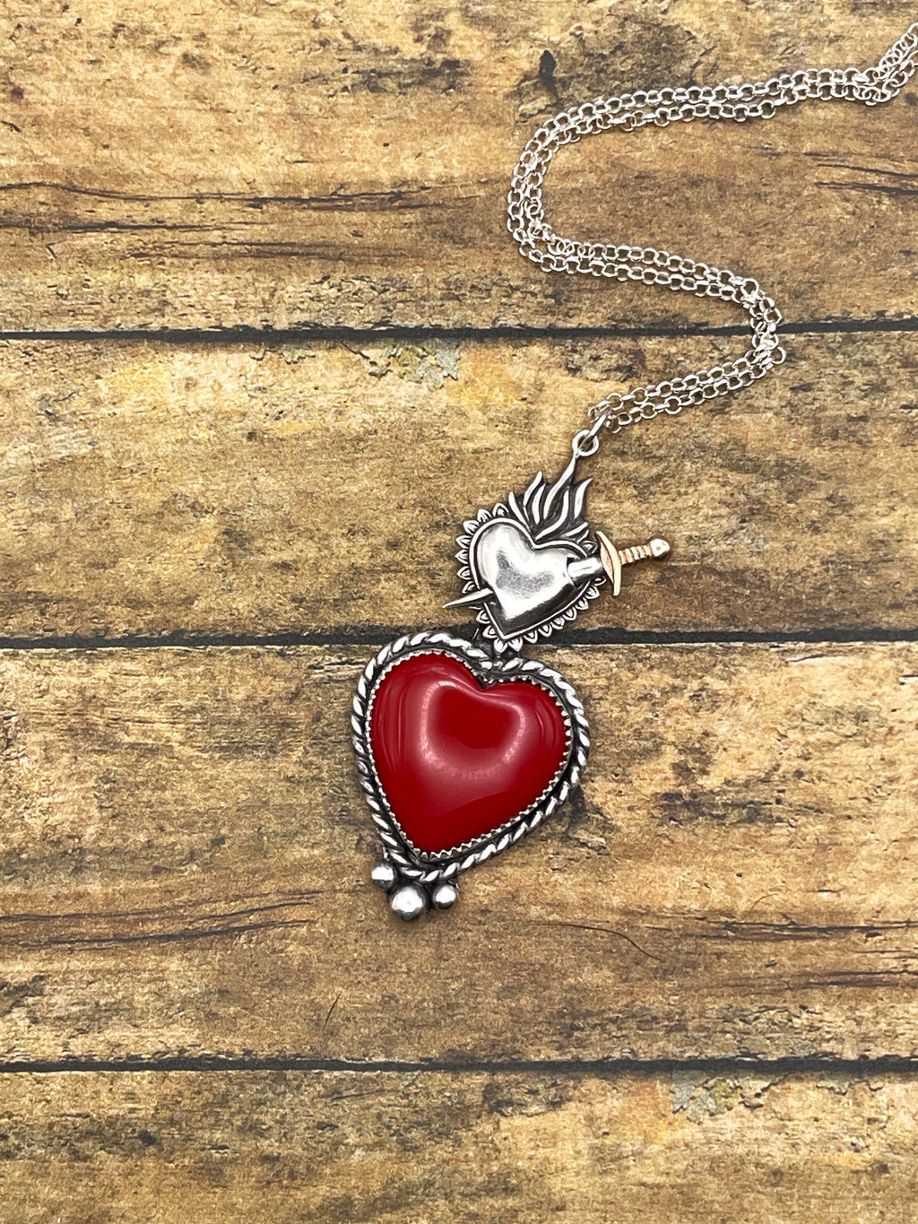 Rosalin-Red Rosarita Sacred Heart Pendant