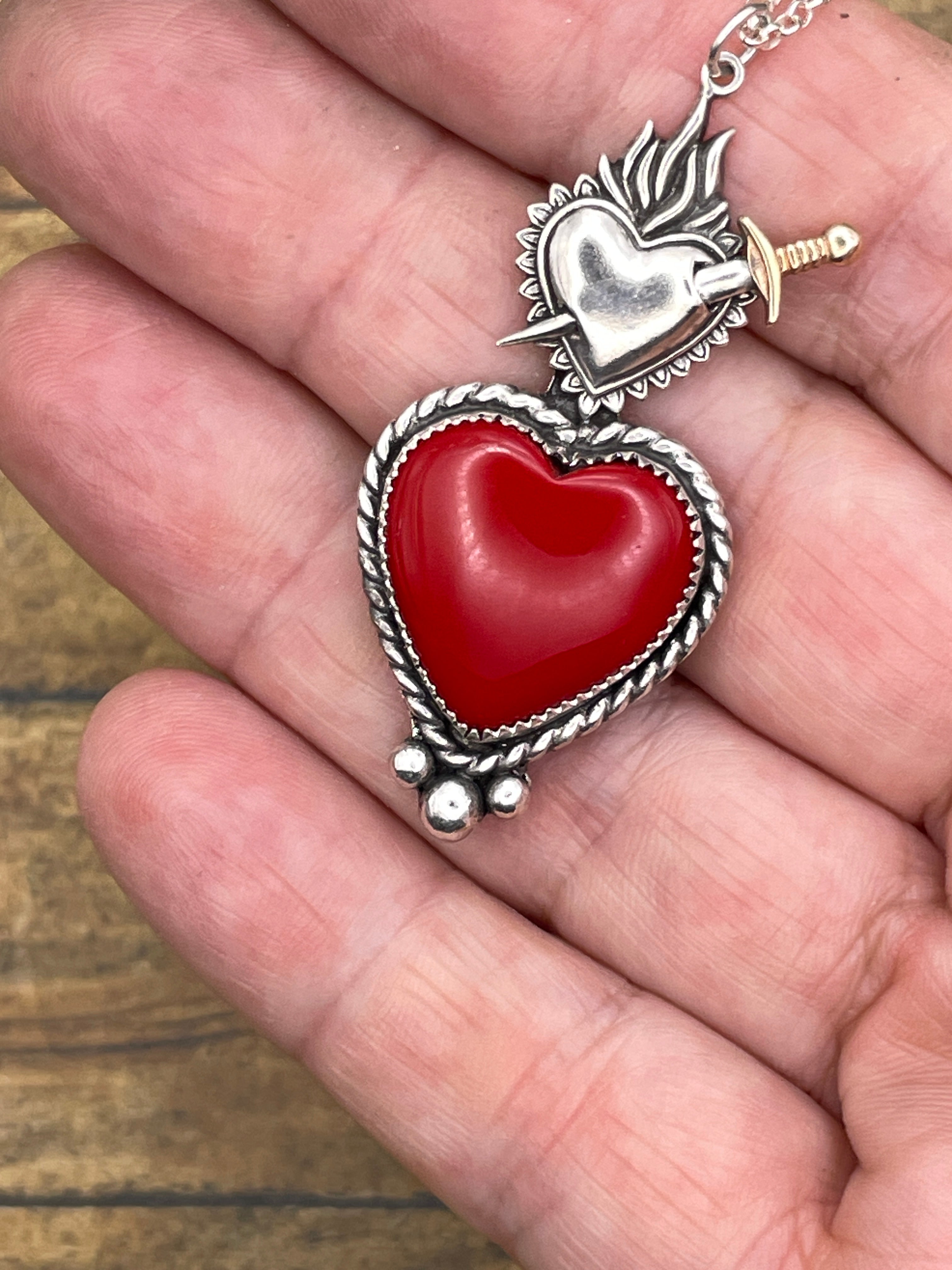 Rosalin-Red Rosarita Sacred Heart Pendant